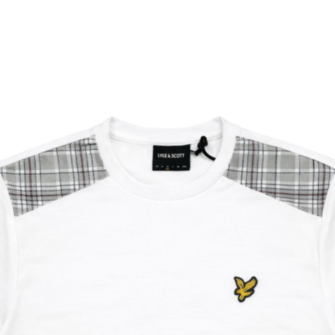Lyle & Scott Check Panelled T-Shirt White image 1