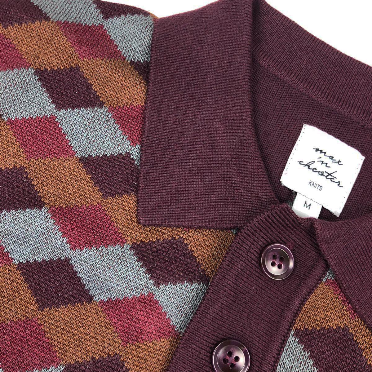 Max N Chester Wine Tasting/Burgundy Knitted L/S Polo Shirt image 1