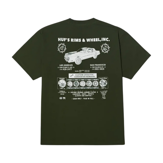 HUF Hunter Green Rim & Wheels Inc T-Shirt image 1