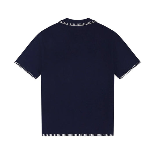 Alma De Ace Rexa Stitched Navy Knitted Shirt