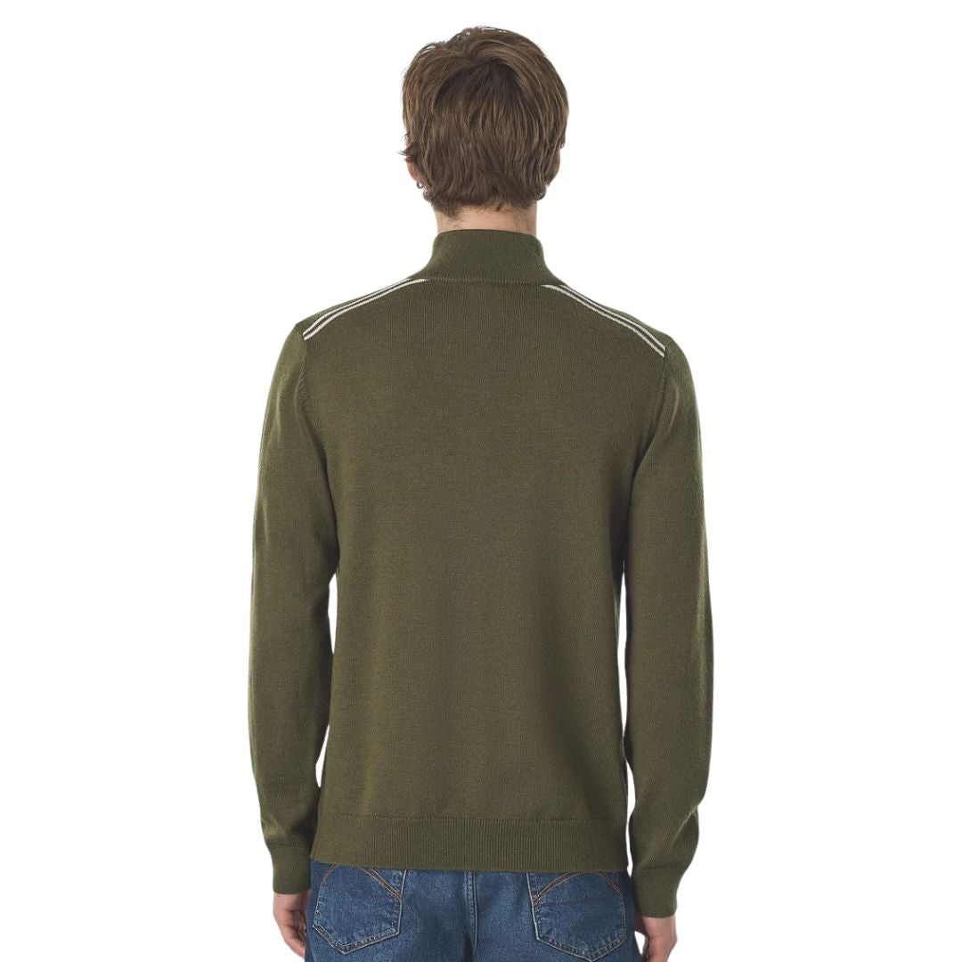 Pretty Green Merino Blend Khaki Quarter Zip