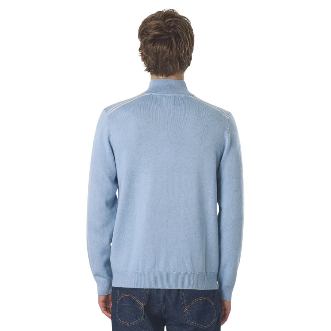 Pretty Green Merino Blend Sky Blue Quarter Zip
