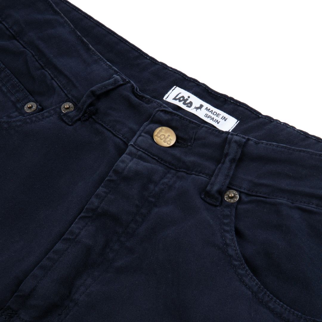 Lois Navy Cotton Plus Terrace Pant