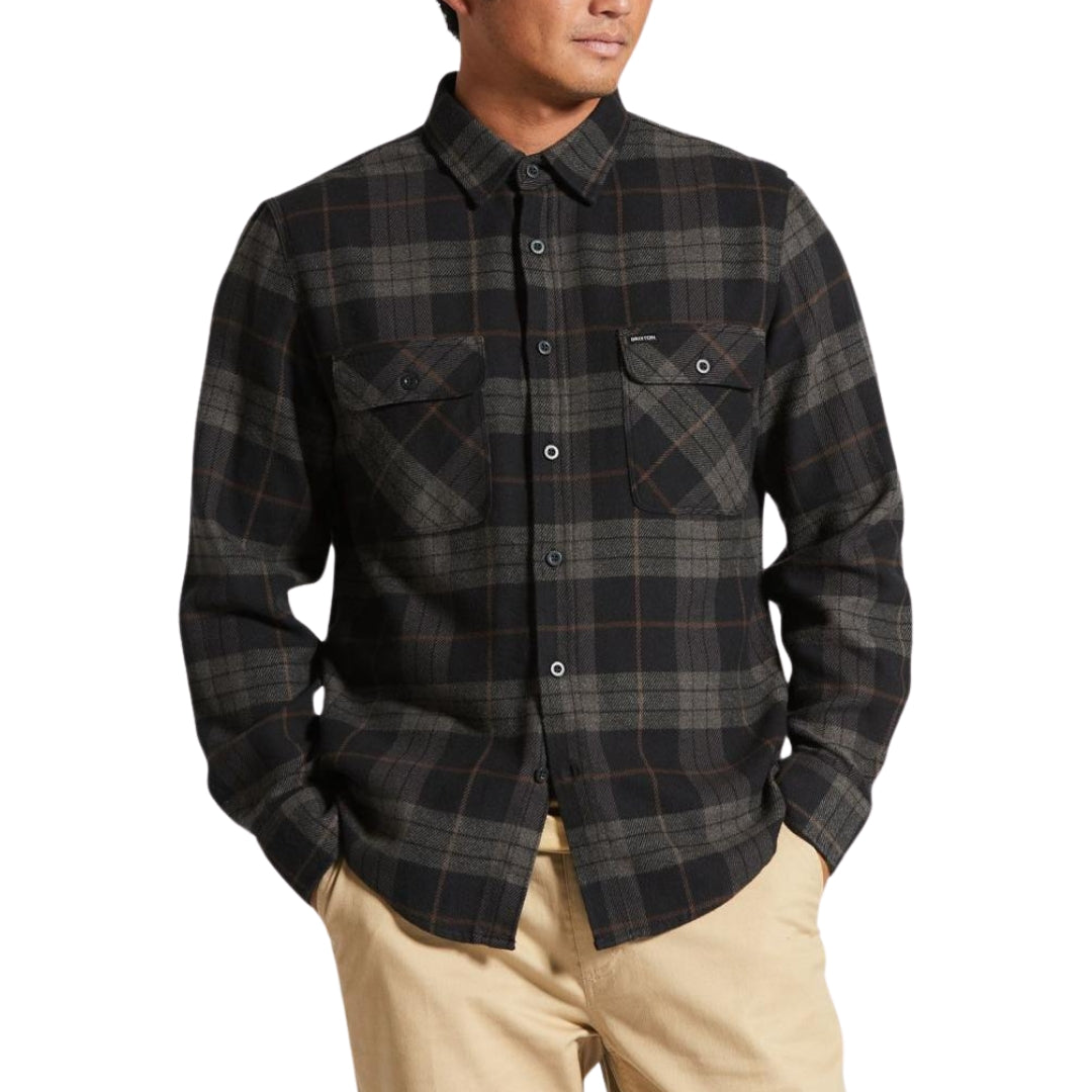 Brixton Black/Charcoal Bowery L/S Flannel Shirt image 2