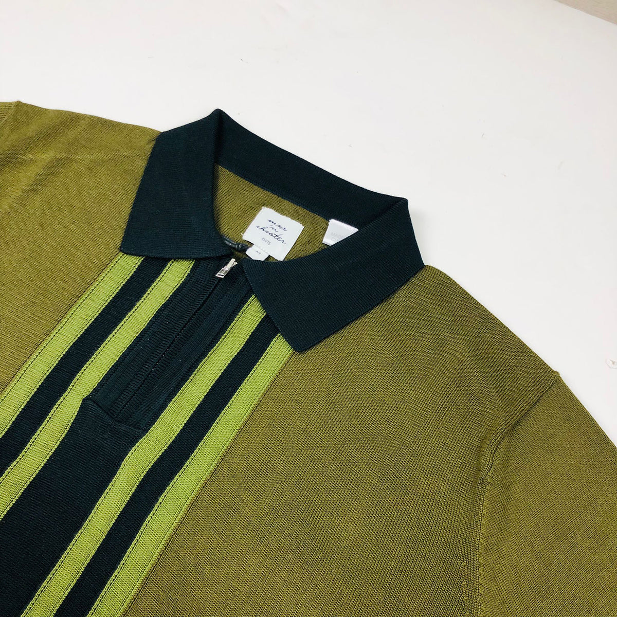 Max N Chester Black/Deep Moss Zip Knitted Polo Shirt image 1