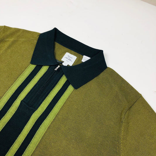 Max N Chester Black/Deep Moss Zip Knitted Polo Shirt image 1