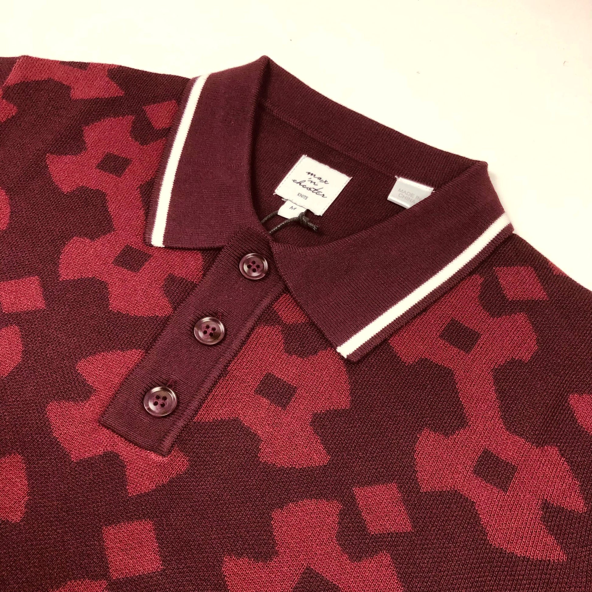 Max N Chester Wine Tasting/Burgundy Knitted S/S Polo Shirt image 1