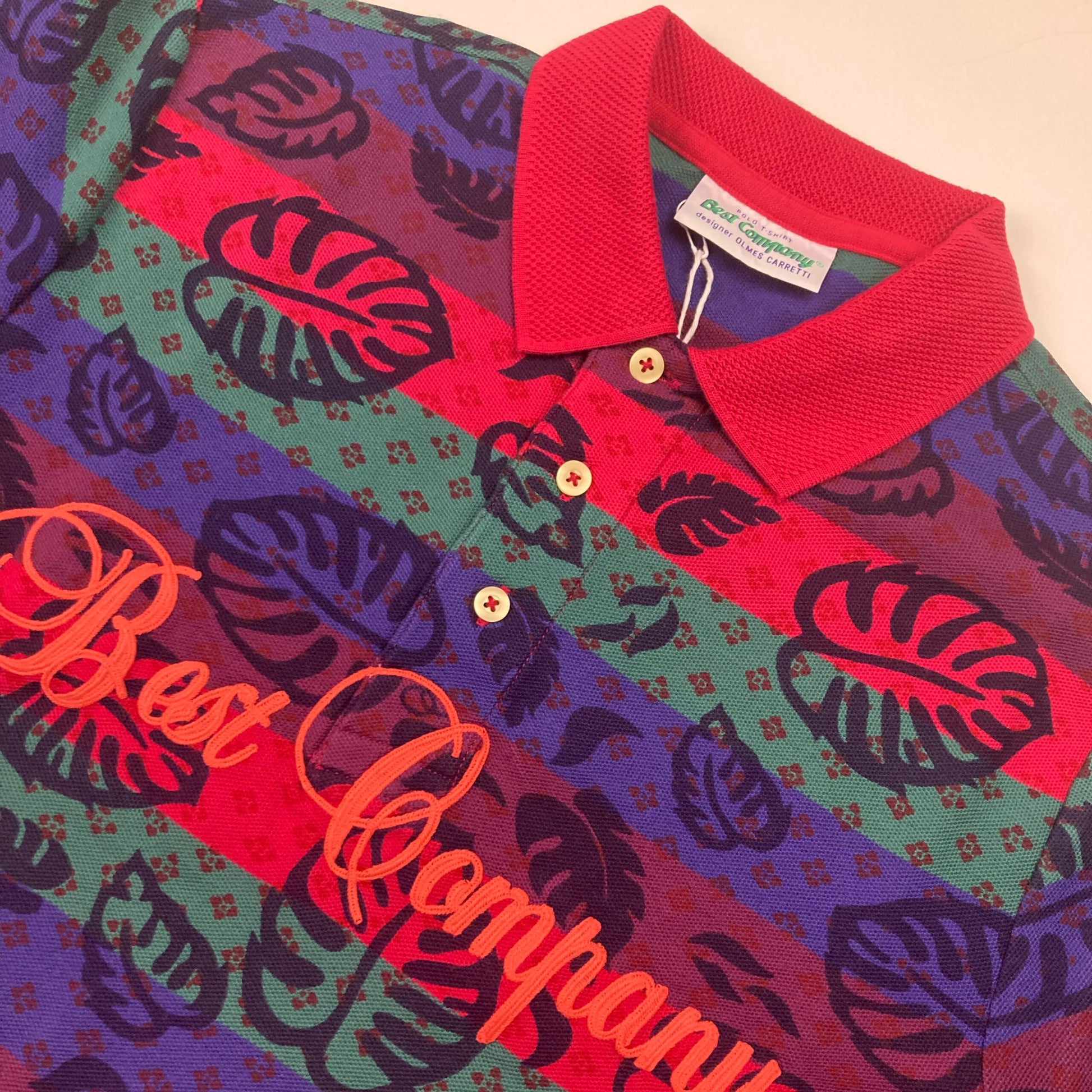 Best Company Floral Multi Striped Cotton Polo Shirt image 1