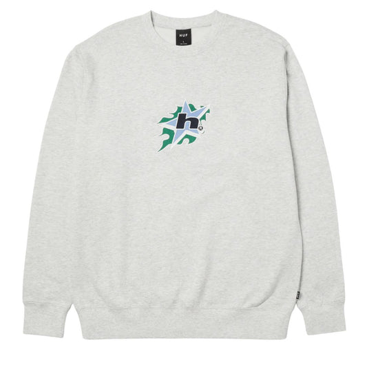 HUF Ash Grey H Bit Crewneck Sweatshirt image 0