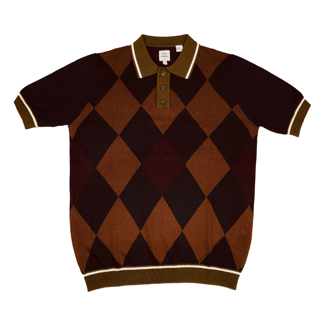 Max N Chester Navy/Deep Moss Knitted Polo Shirt image 0