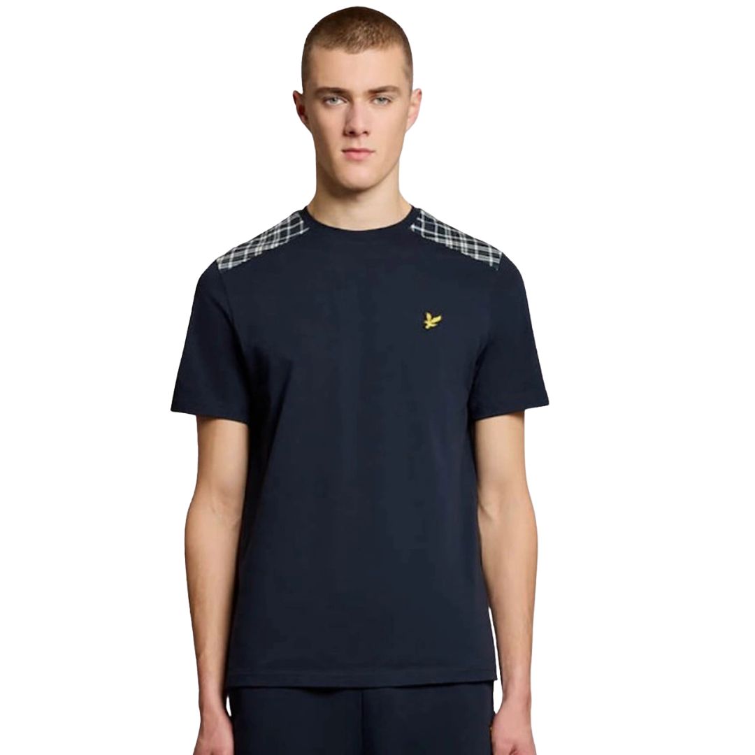 Lyle & Scott Check Panelled T-Shirt Dark Navy image 1