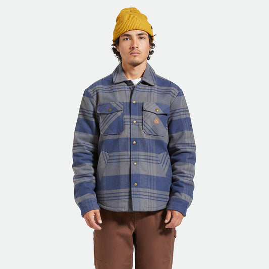 Brixton Washed Navy/Beige Plaid Durham Lined Jacket image 1