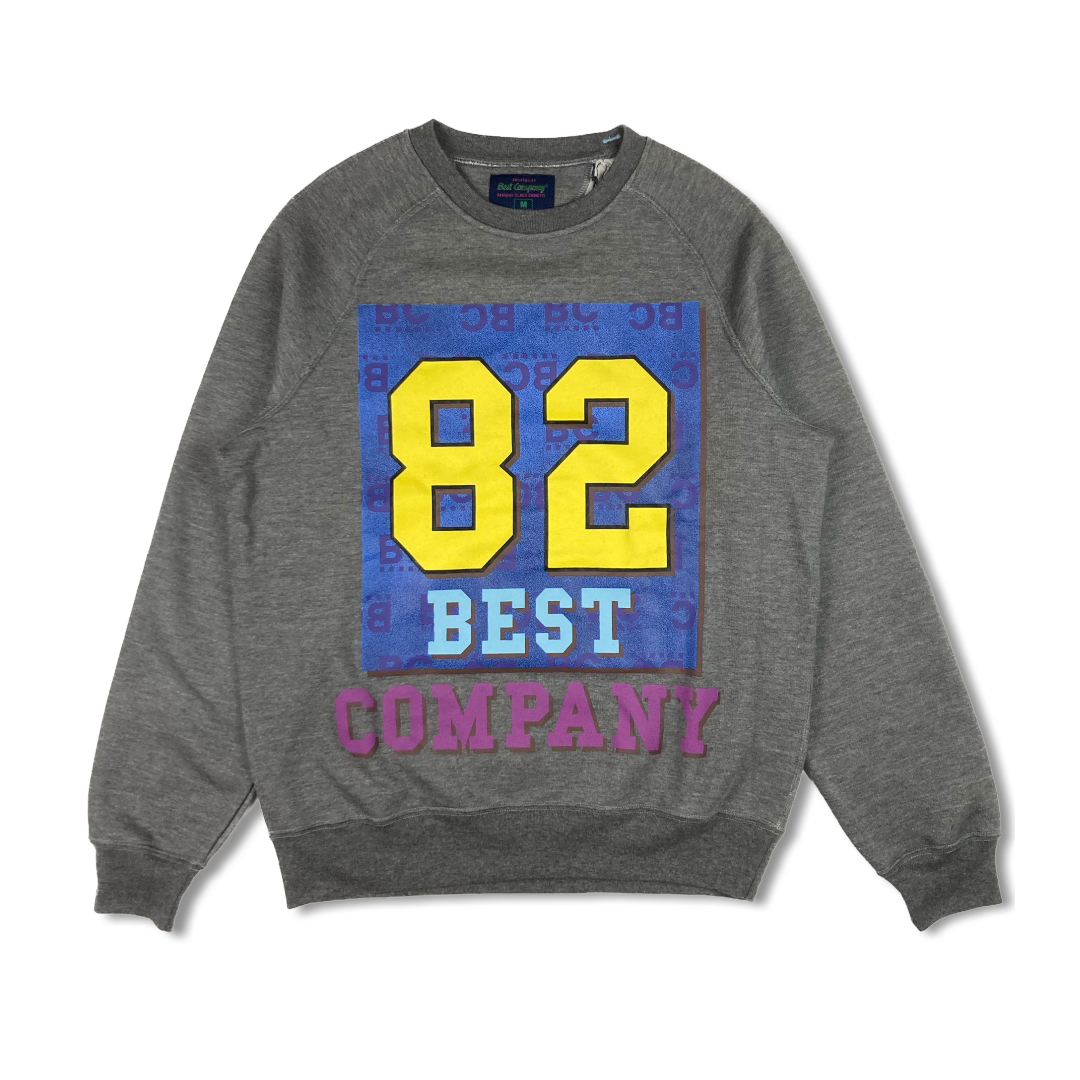 Best Company '82' Grey Crewneck Oversized Sweatshirt