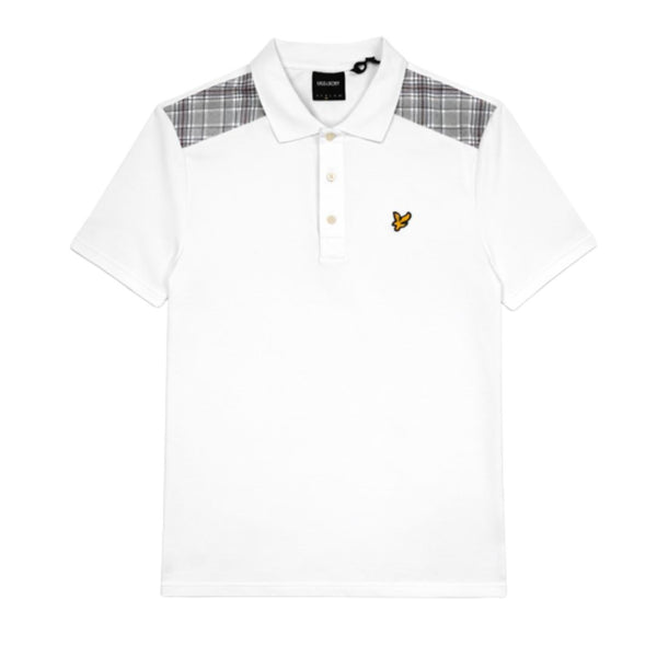 Lyle and Scott Check Panelled Polo Shirt White image 0