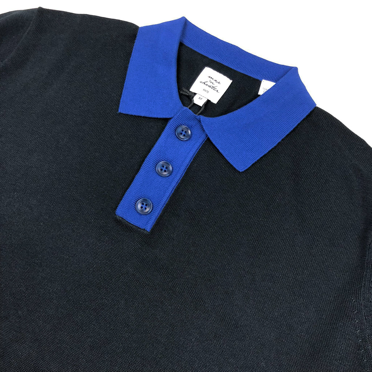 Max N Chester Navy/Mazarine Blue Knitted L/S Polo Shirt image 1