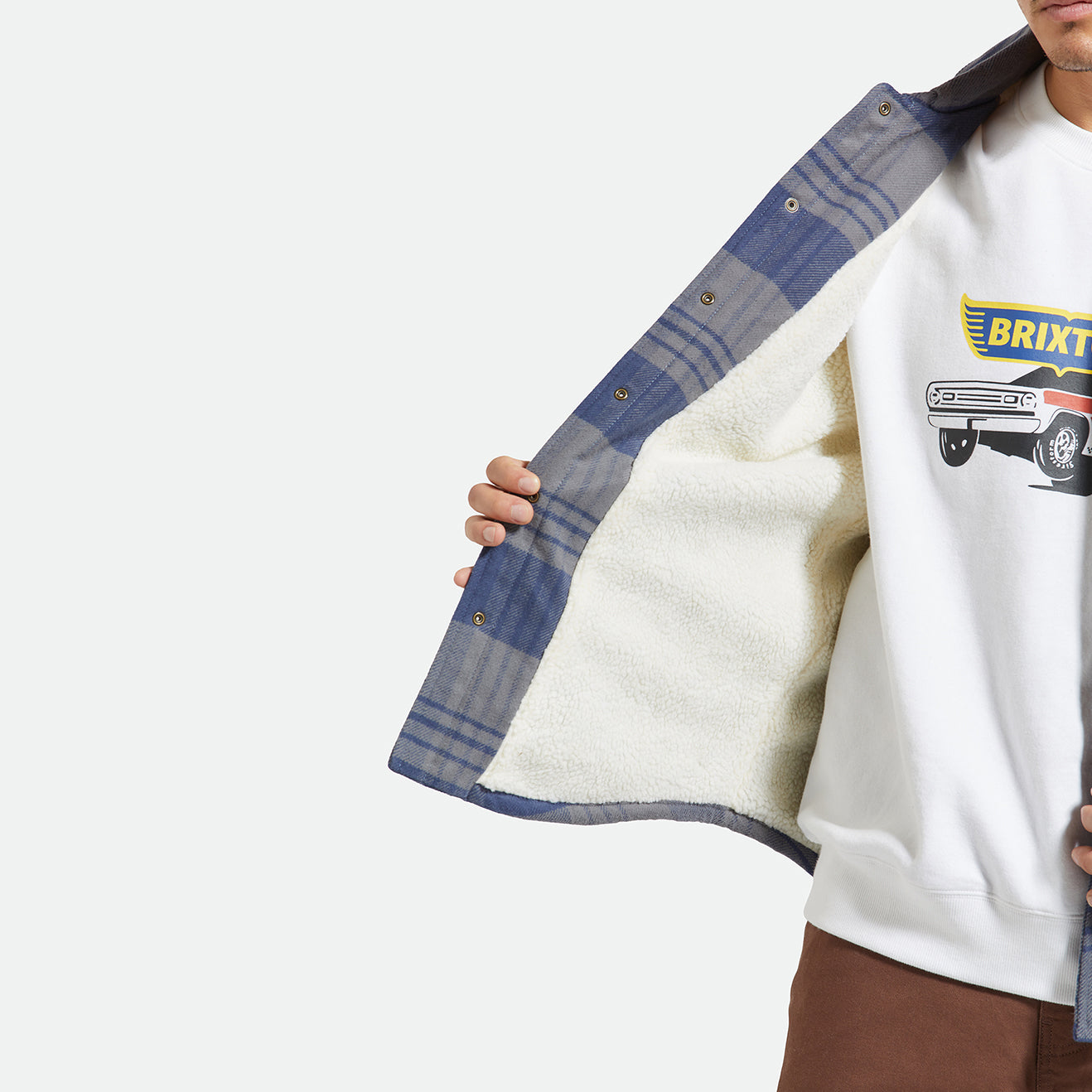 Brixton Washed Navy/Beige Plaid Durham Lined Jacket image 2