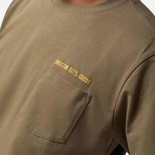 Brixton Ivy Green Embroidered Heavyweight Pocket T-Shirt image 1