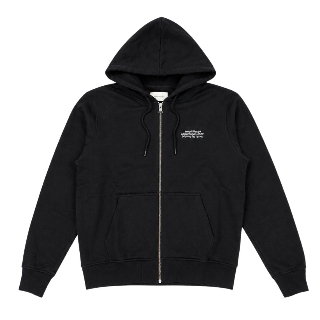 Wood Wood WW Ian Black Zipper Hoodie