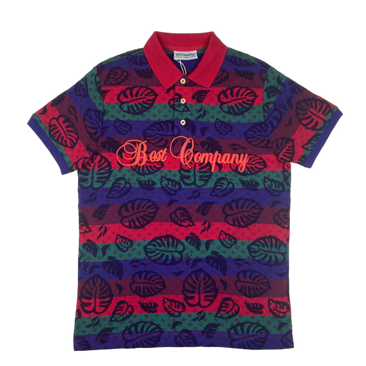 Floral Striped Cotton Polo Shirt