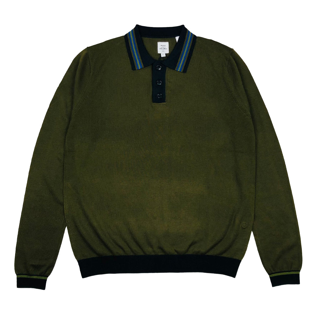 Max N Chester Deep Moss Knitted L/S Polo Shirt image 0