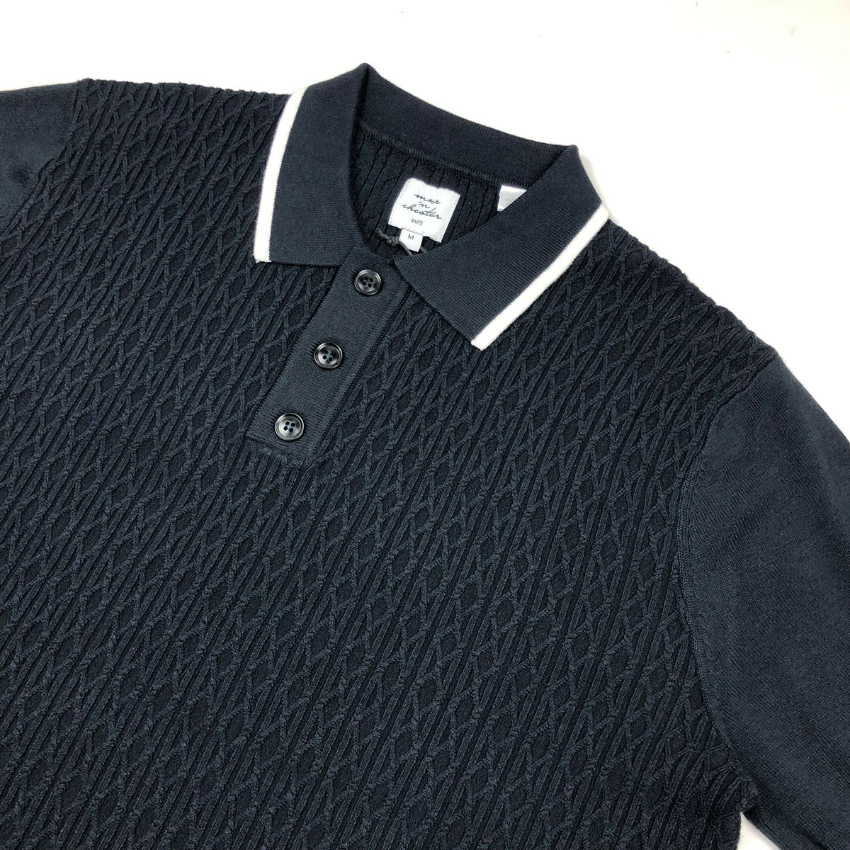 Max N Chester Maritime Blue Knitted Polo Shirt image 1