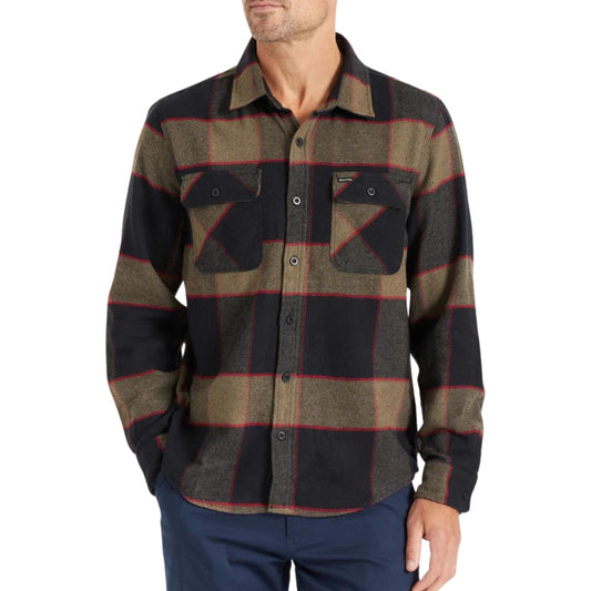 Brixton Heather Grey/Charcoal Bowery L/S Flannel Shirt image 1