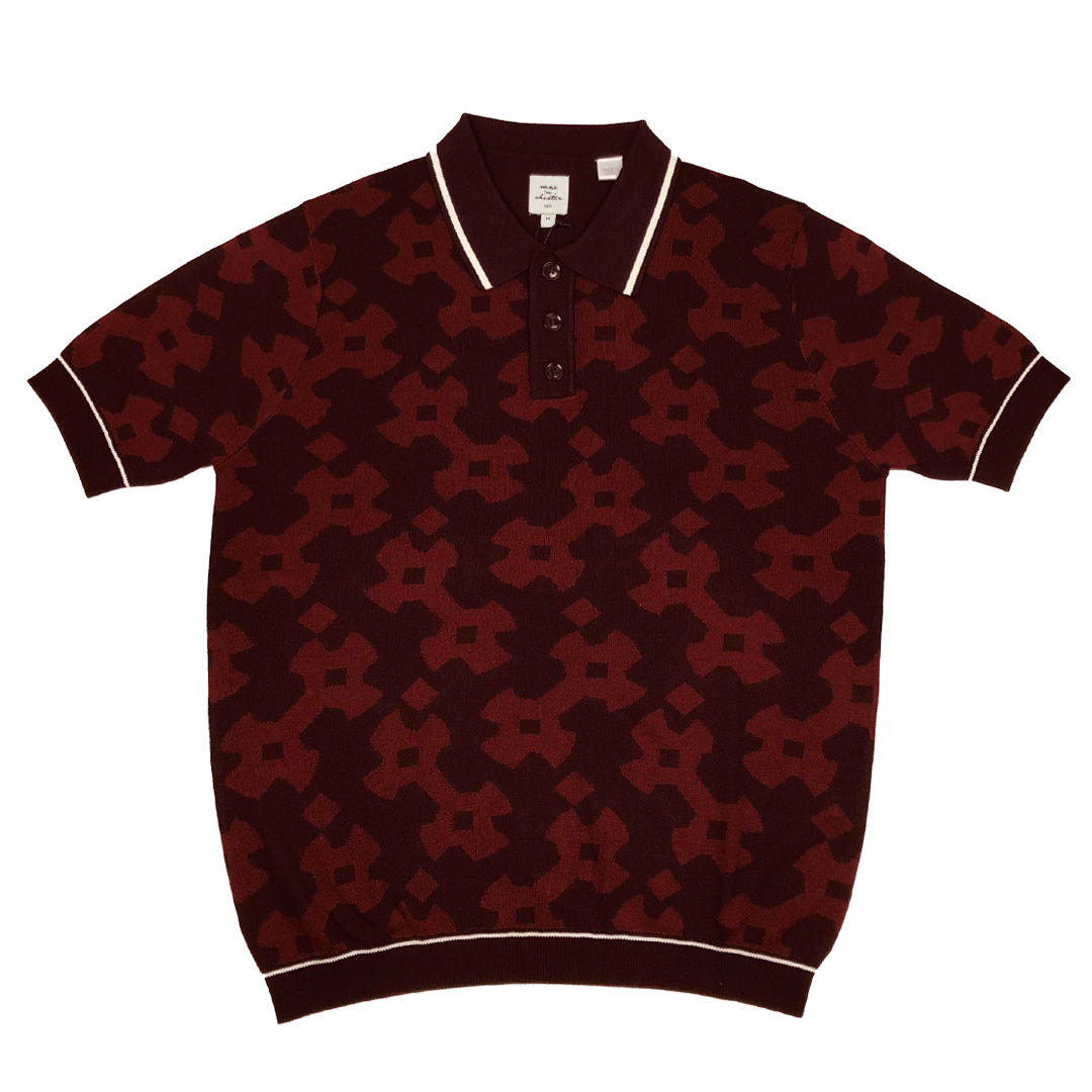 Max N Chester Wine Tasting/Burgundy Knitted S/S Polo Shirt image 0