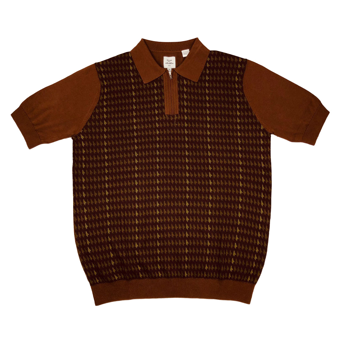 Max N Chester Brown/Deep Moss Zip Knitted Polo Shirt image 0
