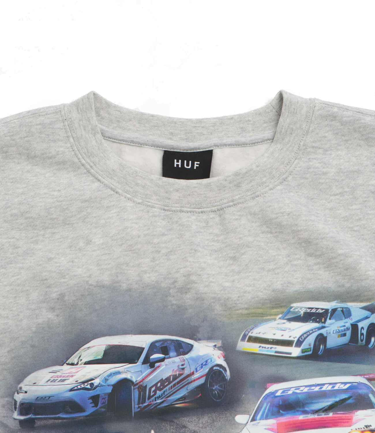 HUF Heather Grey Greddy Showcase Crewneck Sweatshirt image 2