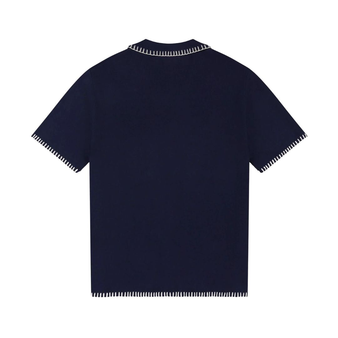 Alma De Ace Rexa Stitched Navy Knitted Shirt
