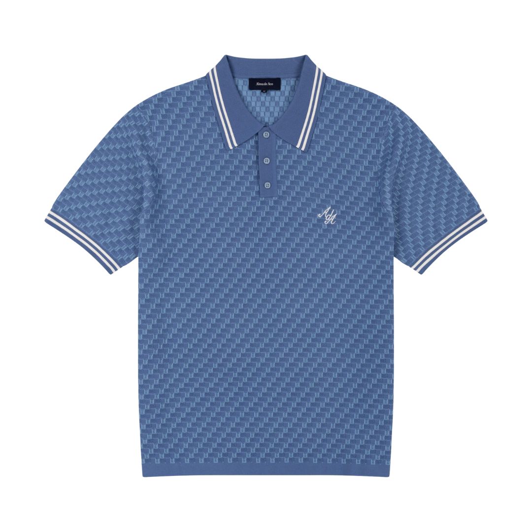 Alma De Ace Blue Rivea Knitted Polo Shirt
