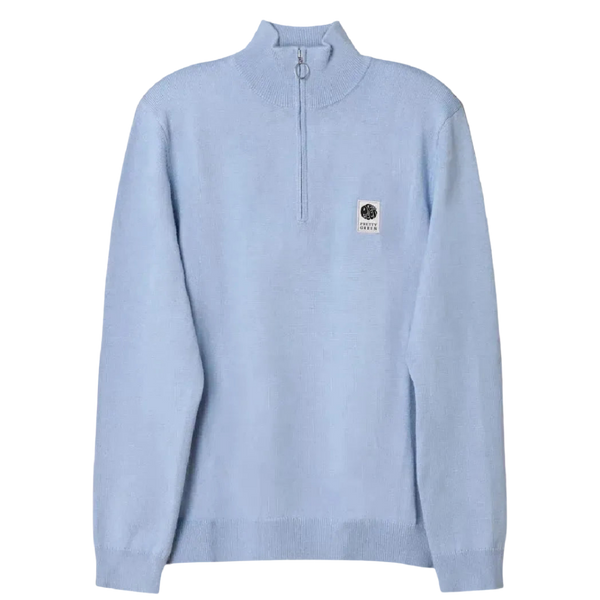 Pretty Green Merino Blend Sky Blue Quarter Zip