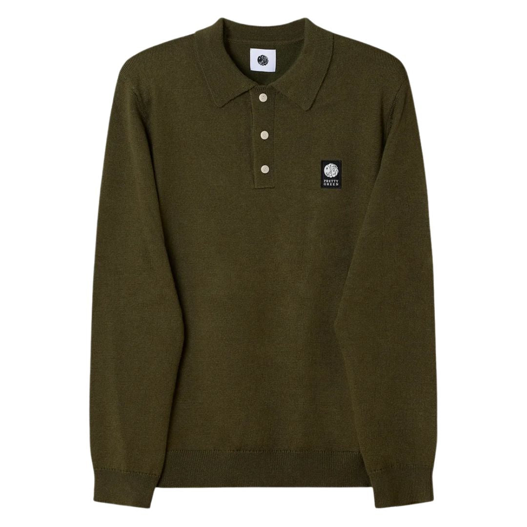 Pretty Green Merino Blend Khaki Polo