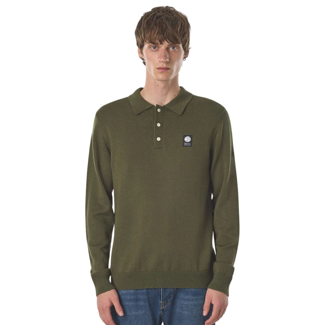 Pretty Green Merino Blend Khaki Polo