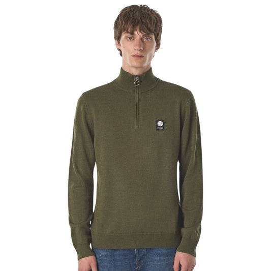Pretty Green Merino Blend Khaki Quarter Zip