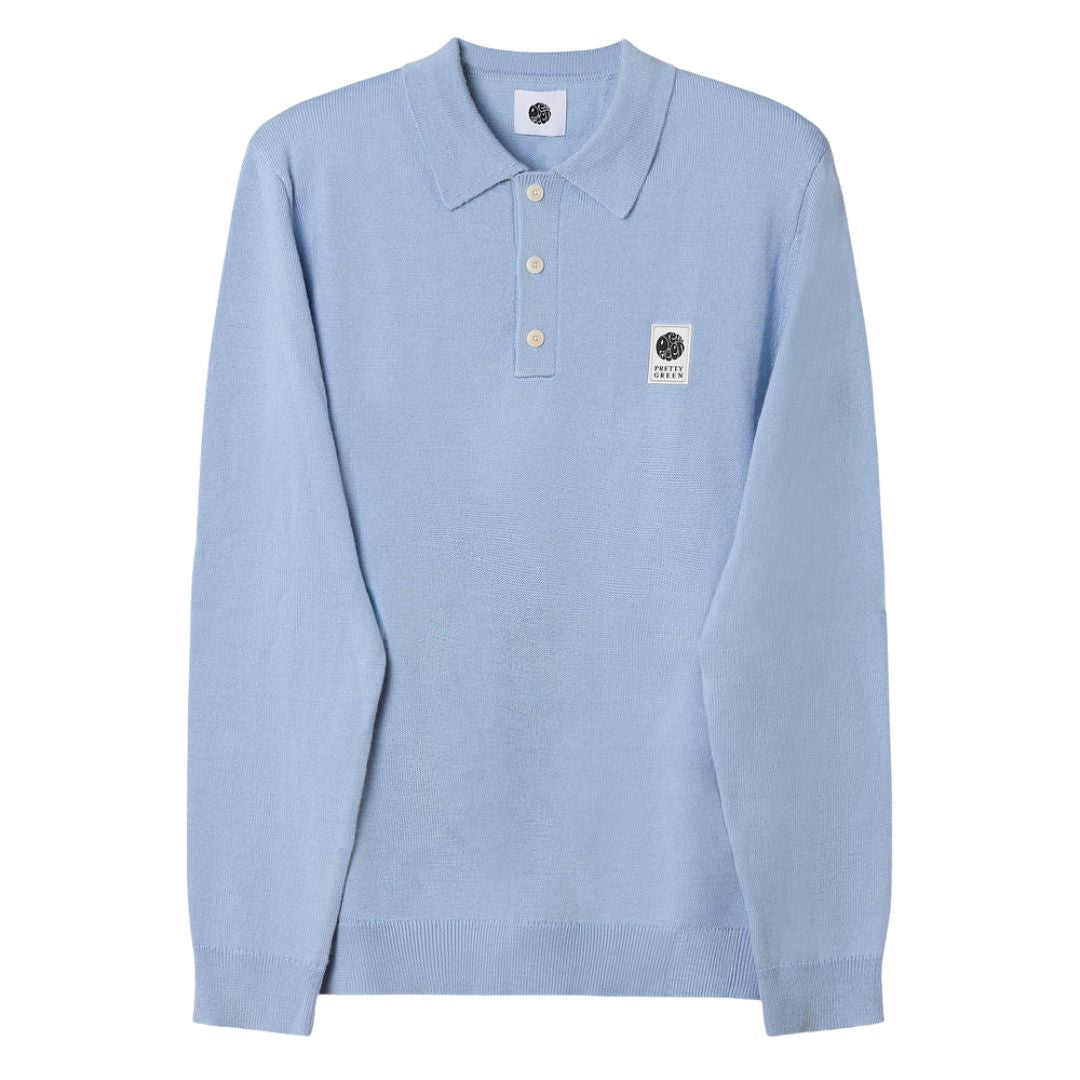 Pretty Green Merino Blend Sky Blue Polo