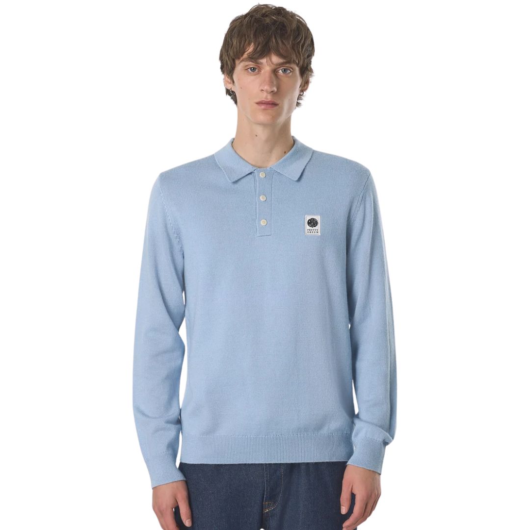 Pretty Green Merino Blend Sky Blue Polo