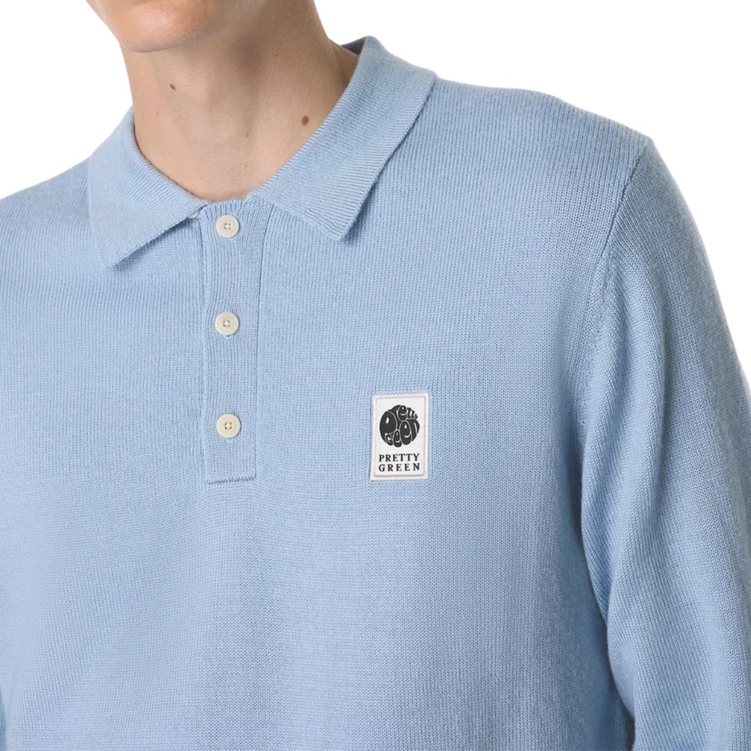 Pretty Green Merino Blend Sky Blue Polo
