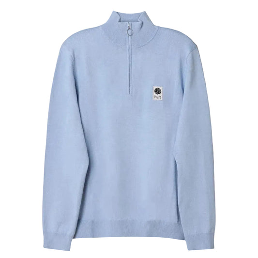 Pretty Green Merino Blend Sky Blue Quarter Zip
