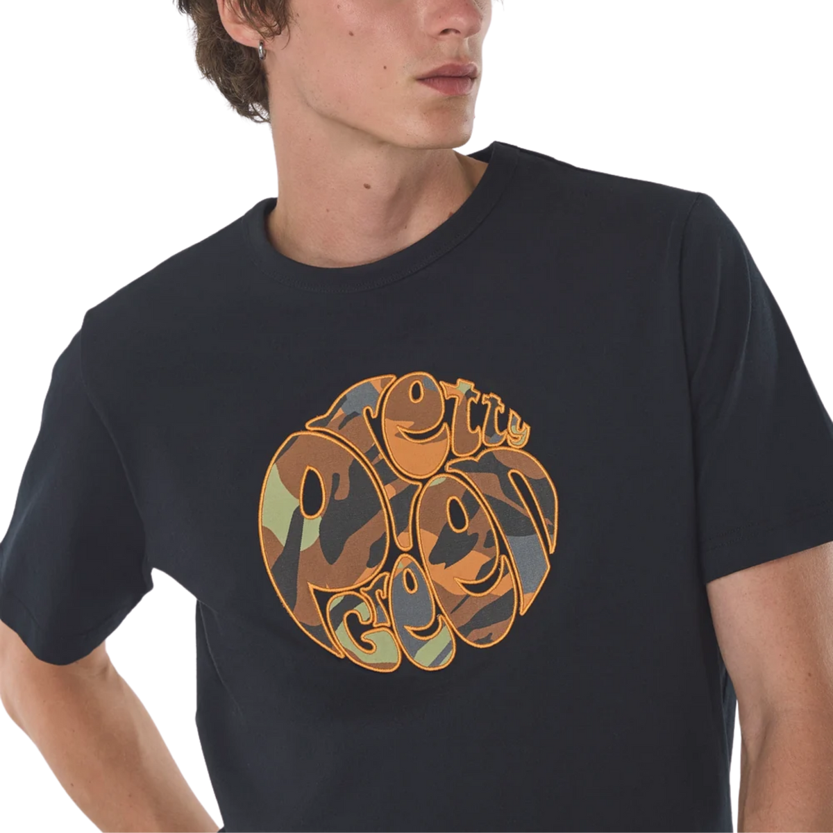 Pretty Green Rave Camo Logo Black T-Shirt