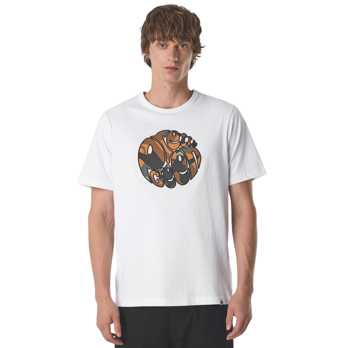 Pretty Green Rave Camo Logo White T-Shirt