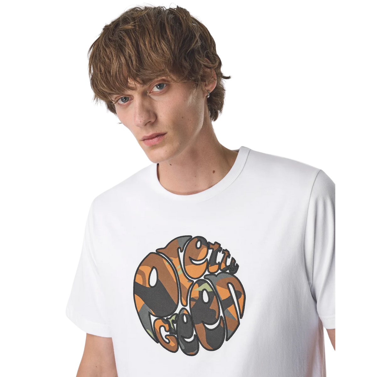 Pretty Green Rave Camo Logo White T-Shirt
