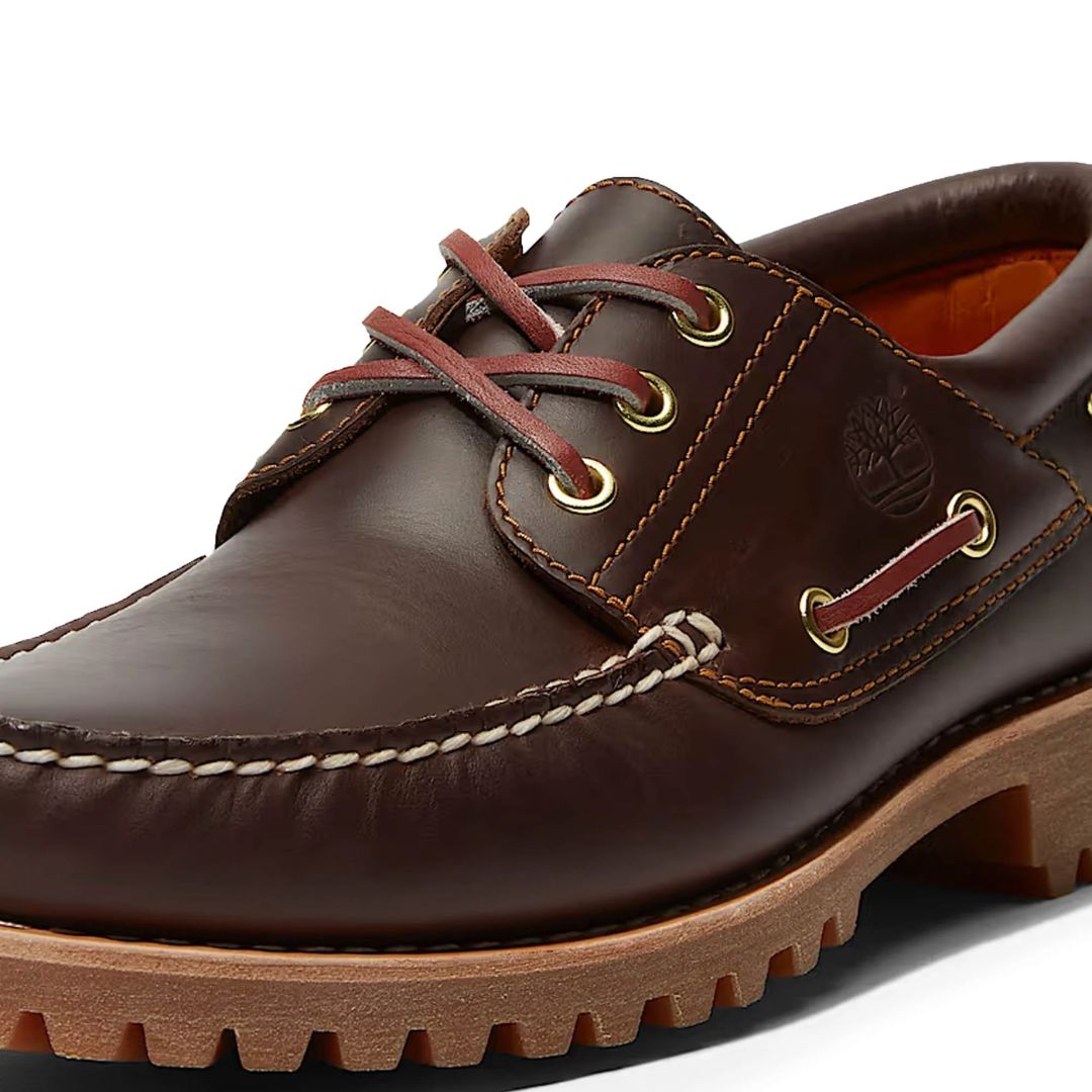 Timberland Authentic 3-Eye Lug Handsewn Brown Boat Shoe