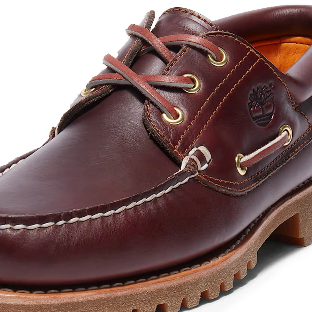 Timberland Authentic 3-Eye Lug Handsewn Burgundy Boat Shoe
