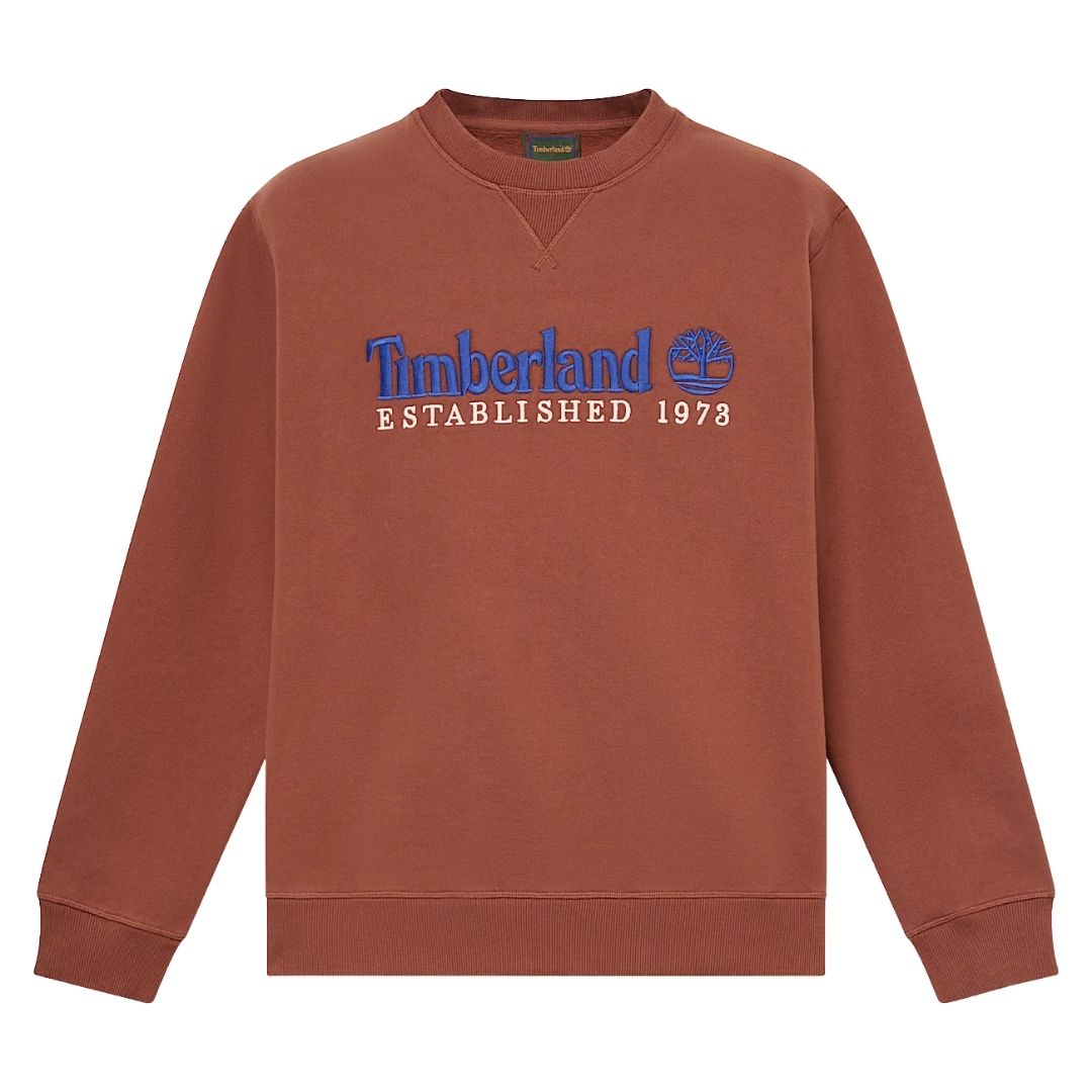 Timberland Established 1973 Embroidered Logo Brown Crew Sweatshirt