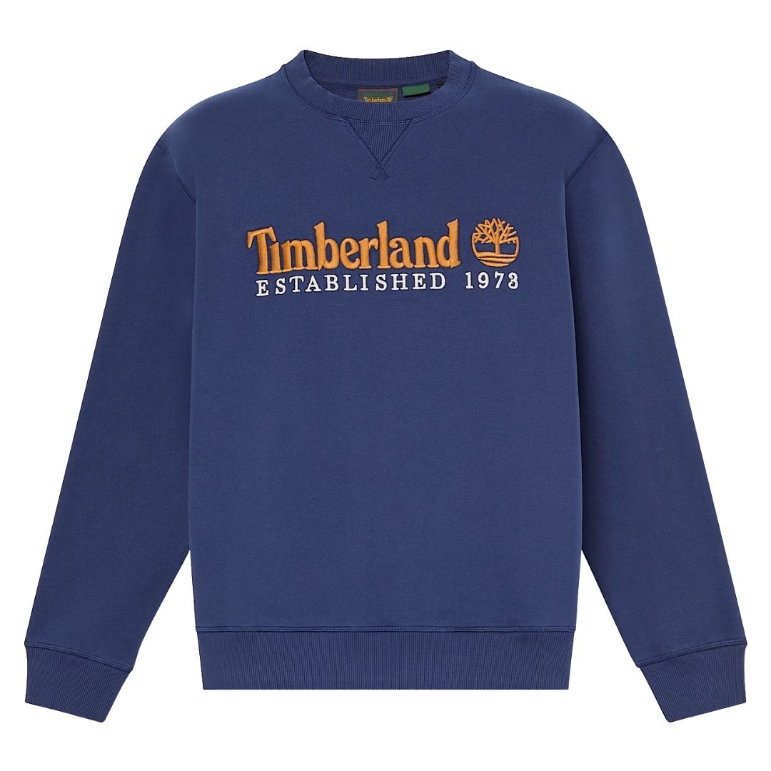 Timberland Established 1973 Embroidered Logo Dark Blue Crew Sweatshirt