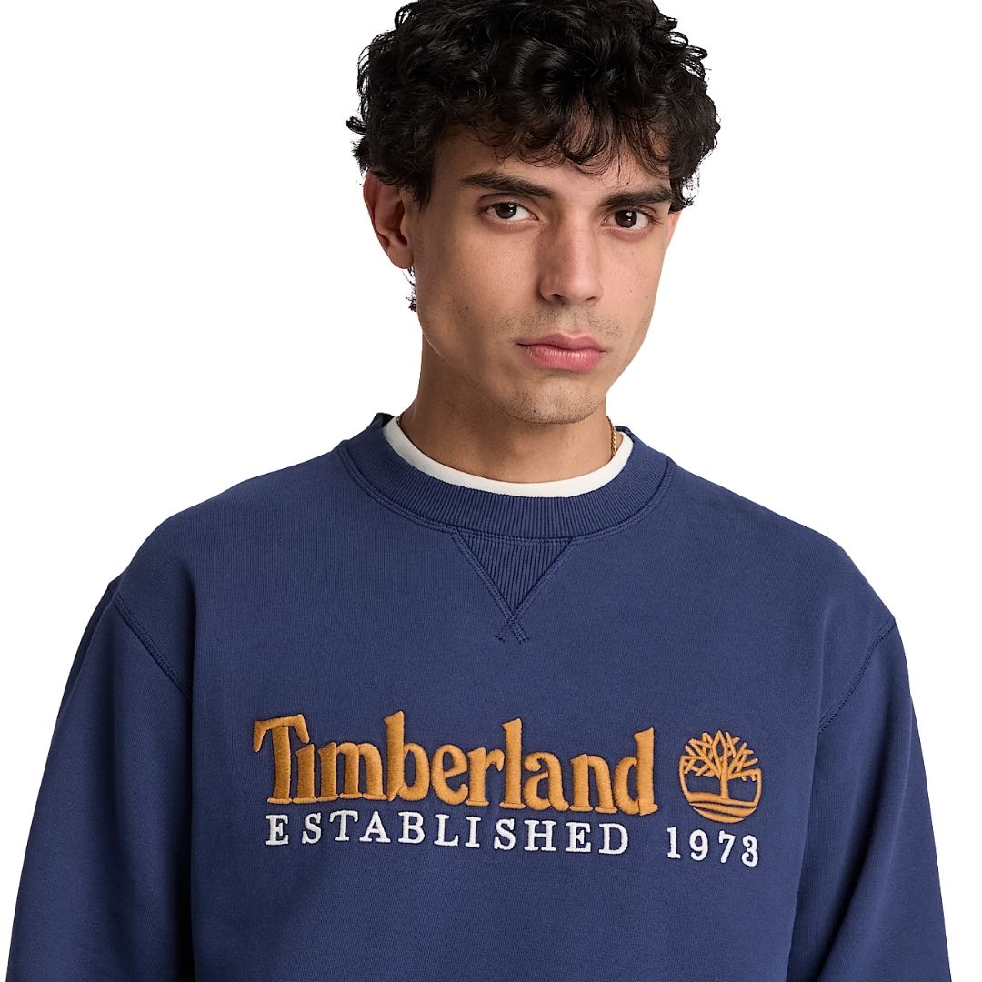 Timberland Established 1973 Embroidered Logo Dark Blue Crew Sweatshirt