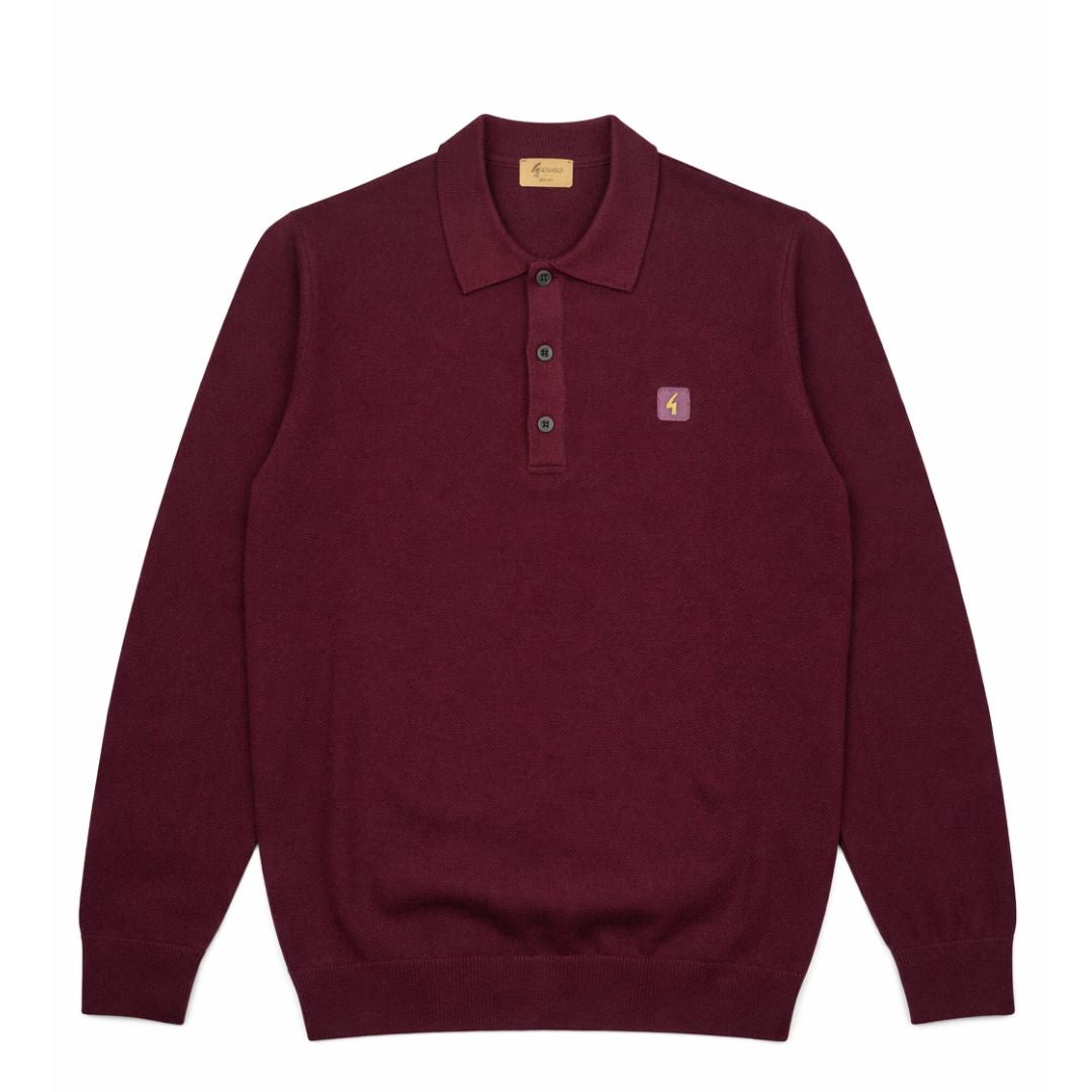 Gabicci Vintage Francesco Port Long Sleeve Polo Shirt