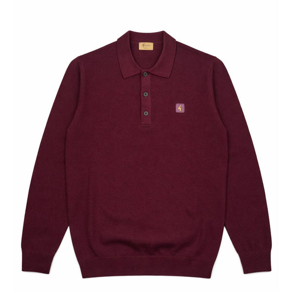 Gabicci Vintage Francesco Port Long Sleeve Polo Shirt