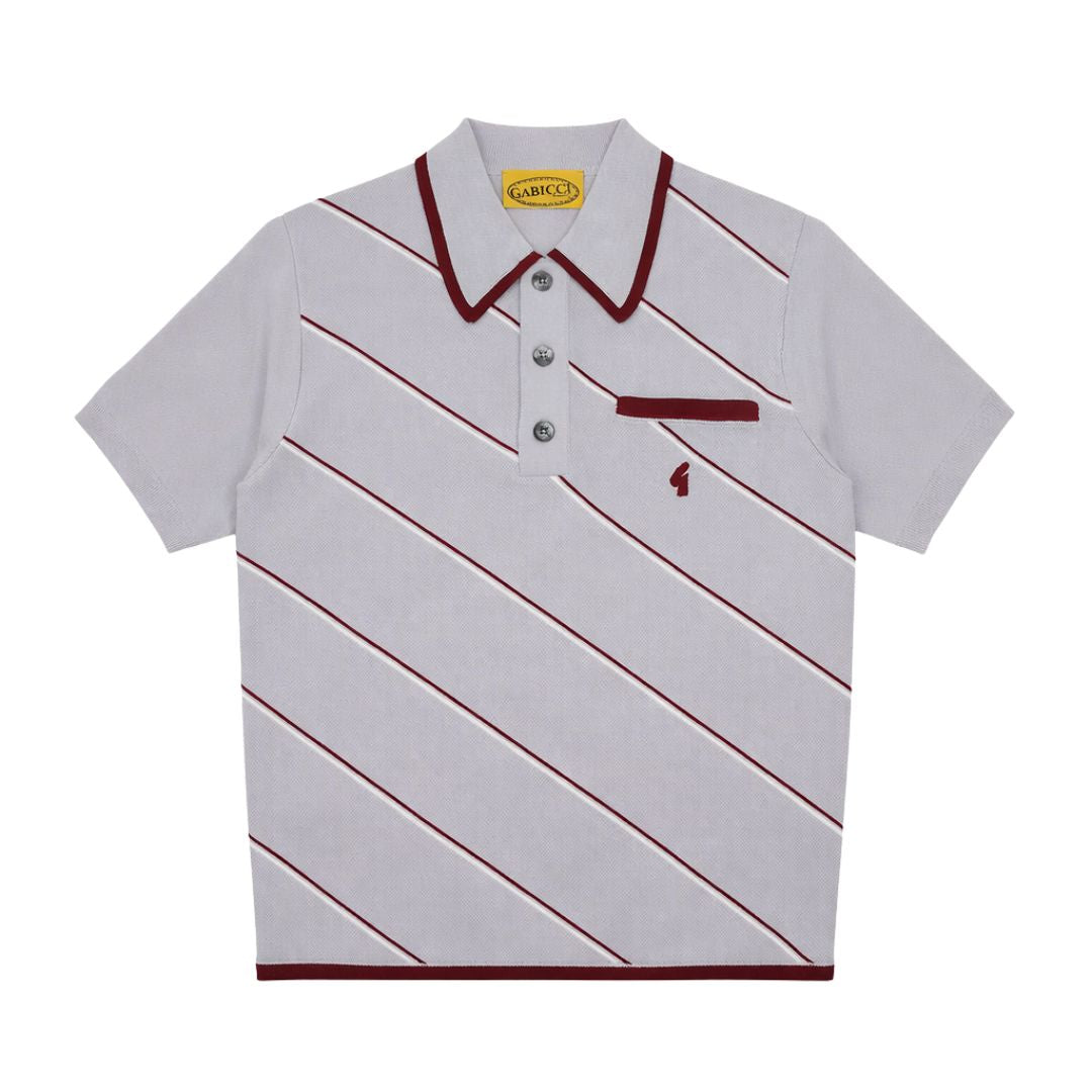 Gabicci Vintage Connett Archive Grey Knit Polo Shirt